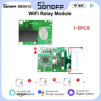 1-5 шт. Релейный модуль SONOFF RE5V1C Wifi Smart Switch 5 В Постоянного Тока Беспроводной Переключатель Плавного хода/Самоблокирующихся режимов работы APP/Voice/LAN Control