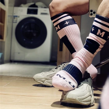 1 пара Модных белых, желтых, синих, розовых носков, Сексуальные мужские спортивные носки с длинной трубкой, футбольные уличные носки, удобные носки