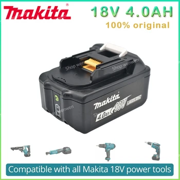 100% Makita Оригинальный Аккумулятор Для Электроинструмента 18V 4.0Ah со Светодиодной литий-ионной Заменой LXT400 BL1860B BL1860 BL1850