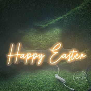 100 см Неоновая вывеска Happy Easter Светодиодные световые Вывески На все Праздники Художественное Украшение дома Бар Ночные Огни