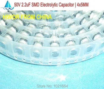 (100 шт./лот) (Электролитические конденсаторы|SMD) 2,2 мкФ 50 В SMD Алюминиевый электролитический конденсатор, размер: 4 мм * 5 мм