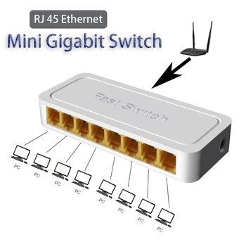 1000-метровый Игровой коммутатор RJ45 switch Ethernet Smart Switcher 8-портовый сетевой коммутатор Gigabit Fast Ethernet С автоматической загрузкой игр