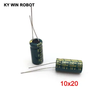 10шт электролитические конденсаторы 10 В 3300 мкФ 3300 мкФ 10 В 10x20 мм 105C Радиальный высокочастотный электролитический конденсатор с низким сопротивлением
