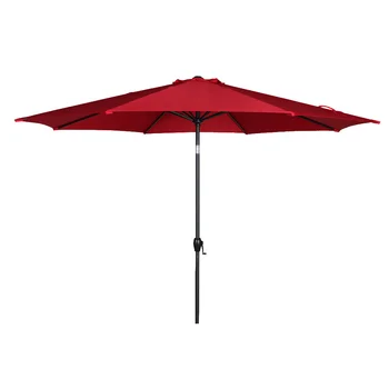 11-футовый действительно красный круглый открытый наклонный зонт для рынка с рукояткой, полиэстер, 11,00x11,00x8,00 футов