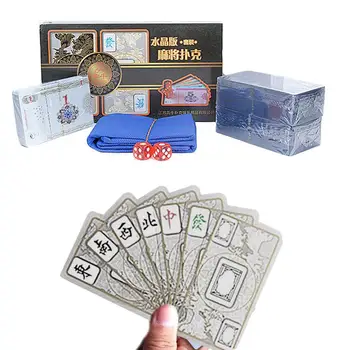148 шт.-Набор карт для Маджонга с кристаллами, Водонепроницаемая Легкая Игральная карта для покера, Классическая игра Для любителей Маджонга и начинающих