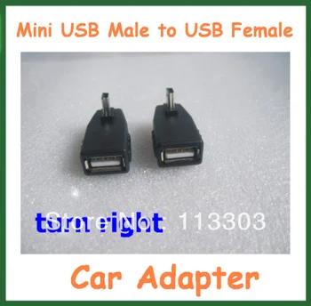 2 шт. Автомобильный адаптер T style Mini USB Male to USB Female Адаптер Поворот направо USB Конвертер MP3 Разъем USB OTG хост Бесплатная доставка
