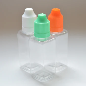 20 штук Пустых ПЭТ-квадратных бутылок объемом 30 мл с защитной крышкой для защиты от детей, Наконечник для флакона с жидкостью, Прозрачные бутылки-капельницы из твердого пластика