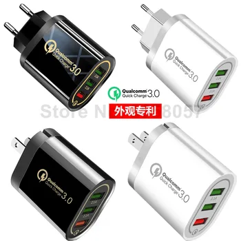 200шт 18 Вт, 3 порта USB QC3.0 4.8A, быстрая зарядка, Ес, США, настенное зарядное устройство, Автоматический адаптер питания для универсального телефона
