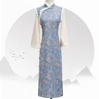 2022 Cheongsam Young Girl Ретро Длинное Улучшенное Платье на Каждый День, Осенне-Зимнее Новое Китайское Традиционное Платье Для женщин, костюм Эпохи Тан