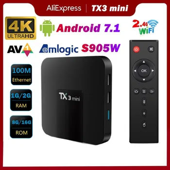 2023 Новый Tx3 mini TV BOX Android 7,1 Amlogic S905W 2,4G 5G Двойной WiFi 1G 8G 2G 16G TV BOX 4K HD H.265 Телеприставка медиаплеер
