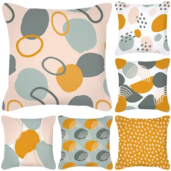 2023 Скандинавский цветной геометрический абстрактный чехол для подушки из бархата с персиковой кожей, новые предметы домашнего декора, декоративные наволочки