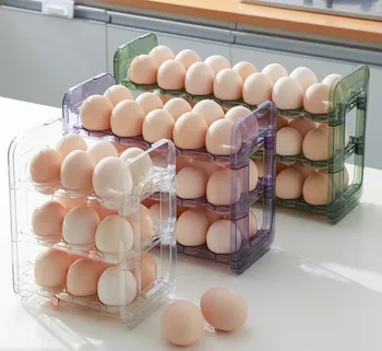 3-Слойный ящик для хранения яиц, Держатель для сохранения свежести яиц, портативный лоток для яиц для холодильника, контейнеры-органайзеры для домашней кухни