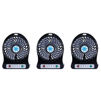 3X Портативный Перезаряжаемый мини-вентилятор, воздушный охладитель, мини-настольный вентилятор с USB-охлаждением, перезаряжаемые ручные вентиляторы черного цвета