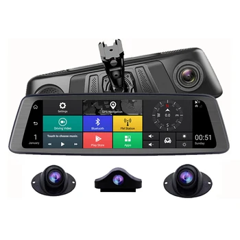 4-канальный Панорамный Автомобильный видеорегистратор 2 ГБ + 32 ГБ, 10-дюймовая камера заднего вида Android, GPS-навигатор, Видеомагнитофон ADAS 4G Wifi DashCam