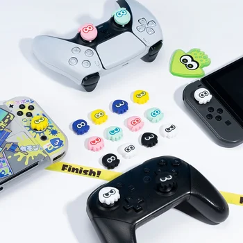 4 шт., милая игровая тема Splatoon, колпачки для захвата большого пальца, набор чехлов для больших пальцев, совместимый с контроллером Switch Pro и контроллером PS4 PS5