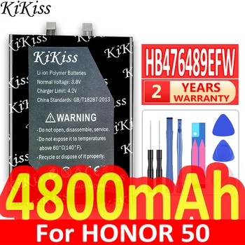 4800 мАч, мощный аккумулятор KiKiss HB476489EFW Для huawei HONOR 50, Аккумуляторы для мобильных телефонов HONOR50