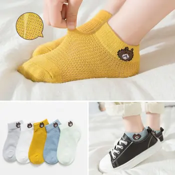 5 пар детских носков, летние тонкие носки с сеткой из хрустального стекла, детские хлопковые носки-лодочки для девочек