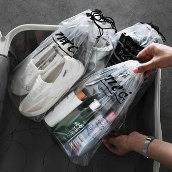 5 шт./компл. Прозрачная сумка для обуви из ПВХ, Органайзер для чемодана для путешествий, сумка на шнурке для мелочей, водонепроницаемая сумка для стирки багажа
