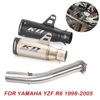51 мм Escape для YAMAHA YZF R6 1998-2005, глушитель выхлопа мотоцикла, труба среднего звена, соединительная трубка из нержавеющей Стали, без DB Killer