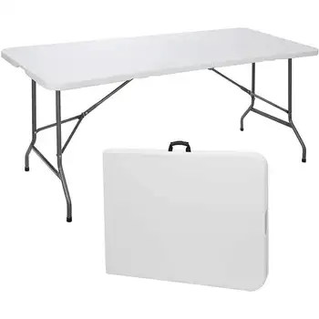 6-футовые Портативные Пластиковые Складные столы для внутреннего и наружного использования, белый Многофункциональный Складной стол для кемпинга на открытом воздухе