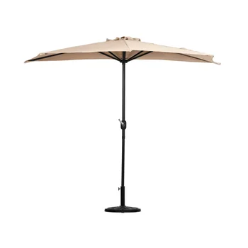 9-футовый зонт BAYSHORE с бетонным основанием из смолы в комплекте для внутреннего дворика Oudoor, бежевый