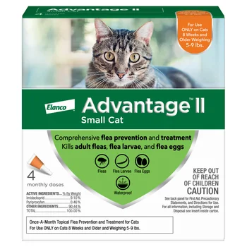 Advantage II профилактика блох для маленьких кошек, 4 процедуры в месяц