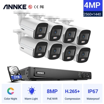ANNKE NCK800 16CH 8MP Ultra HD PoE Сетевая система видеонаблюдения H.265 NVR для видеонаблюдения HD IP67 Полноцветные POE камеры NVR Комплект