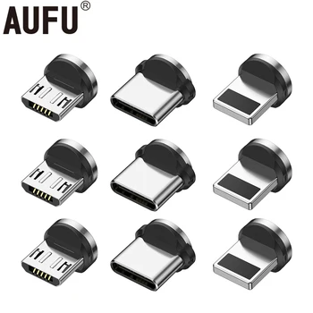 AUFU 5 шт. Вращающиеся на 360 магнитные наконечники для Micro USB Type C Круглая быстрая зарядка Магнитный разъем для зарядки iPhone Huawei Samsung