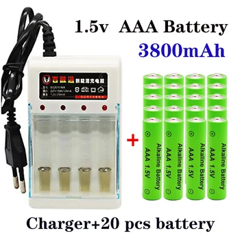 Batterie alcaline 100% Original rechargeable 1.5V AAA  3800mAh pour télécommande jouet alarme de fumée avec chargeur