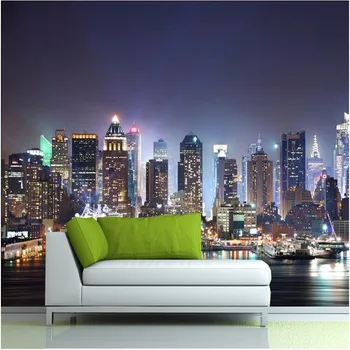 beibehang Manhattan 3d papel de paede, Нью-Йорк большие настенные обои ночной фон декорации телевизор диван-кровать бумажный пареде