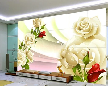 Beibehang, большие настенные обои с рисунком розы, бутоны цветов, 3D гостиная, спальня, ТВ-фон, настенные фрески, обои