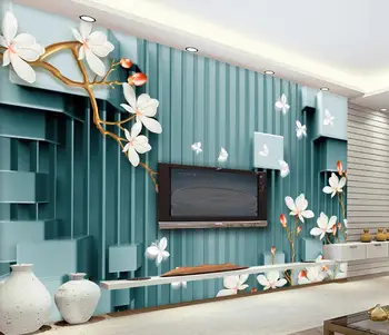 beibehang Индивидуальные 3D обои фреска трехмерный кубический рельеф цветок магнолии ТВ фон papel pintado de pared