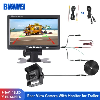 BINWEI 7-Дюймовый Монитор камеры заднего вида Автомобиля для Парковки Прицепа Грузовика 24V HD Камера заднего Вида с Экраном дисплея Простая Установка