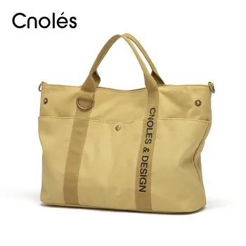 Cnoles Холщовая сумка-тоут для женщин, Пригородная Винтажная повседневная сумка через плечо, женская сумка для отдыха, легкая роскошная дизайнерская сумка