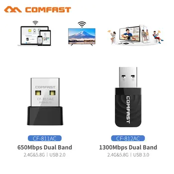COMFAST Беспроводной USB Wifi Адаптер 650-1300 Мбит/с Wi-Fi Ключ 2,4 G 5 ГГц Сетевая карта Антенна ПК Wi-Fi Lan Приемник Win 7 8 10 11