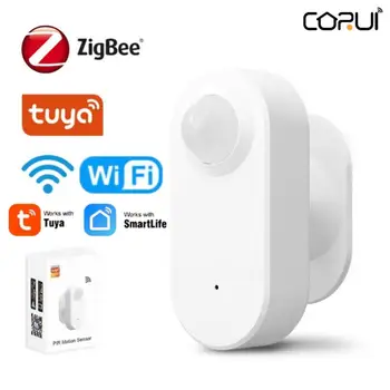 CORUI Tuya WiFi Zigbee Mini PIR Датчик Движения Умный Беспроводной Инфракрасный Детектор Тела Поддержка Приложения Smart Life Zigbee Need Gateway