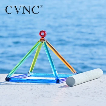 CVNC 6-дюймовая Поющая пирамидка из кварцевого кристалла радужного цвета для исцеления звуком и медитации с бесплатным молотком
