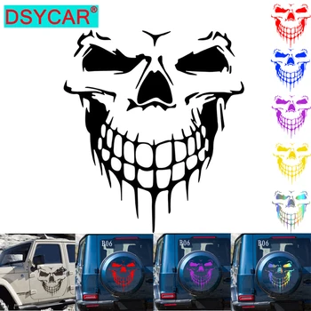 DSYCAR 1 шт., автомобильные наклейки с черепом, светоотражающие виниловые наклейки для укладки автомобиля, Капот двигателя, дверь, окно Автомобиля
