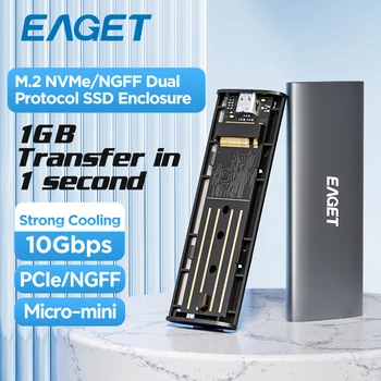 EAGET Dual Agreemen M2 NVMe/SATA SSD Чехол 10 Гбит/с PCIe SSD Корпус M.2 SSD 5 Гбит/с NGFF SATA Жесткий диск Коробка