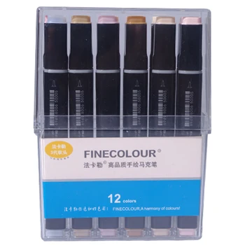 Finecolour EF102 Двухсторонние кисточки-маркеры 12/24/36 цветов манги, оттенки кожи, Эскиз графического дизайна с коробкой для ручек