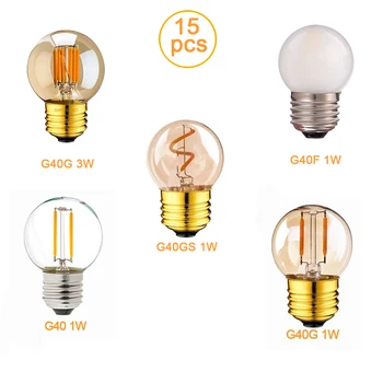 G40 LED Мини-Глобус Электрическая Лампочка 1 Вт 3 Вт Edison Лампы Накаливания Ультра Теплый Белый 2200K Винтажная Декоративная Струнная Светодиодная Лампа E26 E27 База