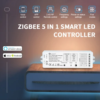 Gledopto Zigbee 3,0 DC12-54V 5 в 1 RGBCCT/RGBW/RGB/CCT/Контроллер светодиодной ленты с Диммером, Совместимый с приложением/голосовым/радиочастотным пультом дистанционного управления