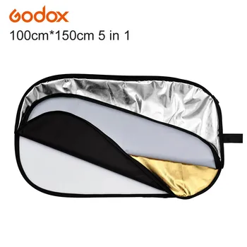 Godox 5 в 1 Мультифото Складной Отражатель Света Овальный 100x150 см/40x60 дюймов для Освещения Фотостудии со вспышкой
