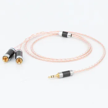 Hi-FI 3,5 мм-2 RCA Аудио OCC AUX кабель 3,5 мм-2 Rca штекерный стереокабель для усилителя MP3 DVD