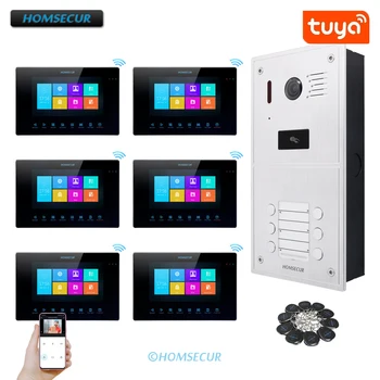 HOMSECUR 4-ядерный Tuya WIFI видеодомофон Домофон RFID HD Дверной звонок Камера IP65 Снимок для 6 квартир (5 квартир опционально)