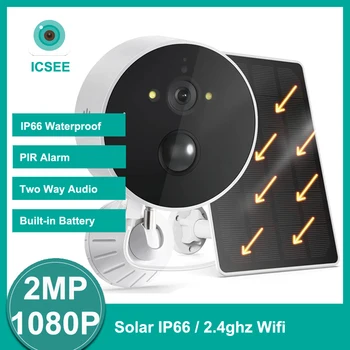 ICSEE 2MP Солнечная Wifi Камера 4000 мАч Перезаряжаемая Батарея PIR Сигнализация Обнаружения человека IP66 Водонепроницаемая Двухсторонняя Аудио Наружная Камера