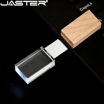 JASTER LED Crystal USB Флэш-накопители 128 ГБ Фотостудия Флеш-накопитель 64 ГБ 32 ГБ Креативный Подарок USB-Накопитель 16 ГБ Бесплатный Пользовательский Логотип