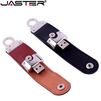 JASTER USB 2.0 1шт бесплатный пользовательский логотип кожаный USB флэш-накопитель брелок для ключей флешка 4 ГБ 16 ГБ 32 ГБ 64 ГБ бизнес-карта памяти подарок