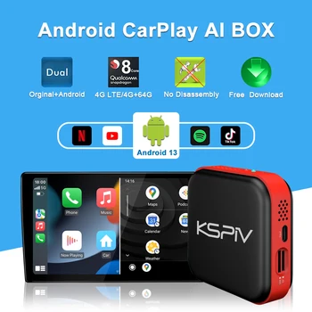 KSPIV Android 13 CarPlay Ai Box Newset 128G Qualcomm 8-Ядерный Мини Беспроводной CarPlay С HDM Android Auto Car Play Streaming Box