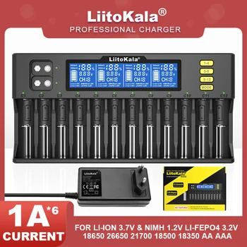LiitoKala Lii-S12 21700 9V Зарядное устройство для аккумулятора ЖК-дисплей 12 Желобов Для 1,2 V 3,8V 3,2 V 3,7 V IMR NiMH/Cd 18650 26650 26700 AA AAA